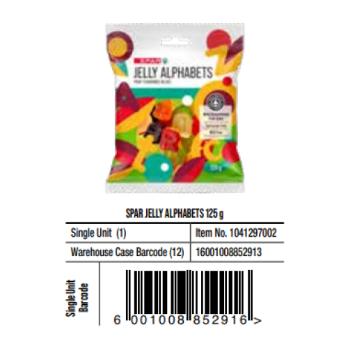 SPAR JELLY ALPHABETS 125Gx12 (RF)